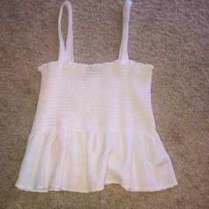 White ruffle tank top